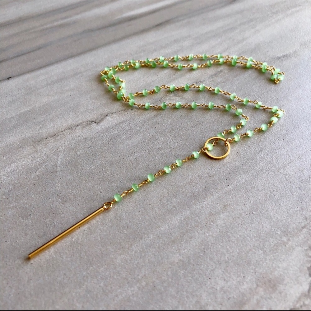 ❣️❣️Last One❣️❣️ Gold Rosary Prehnite Necklace - Picture 2 of 5